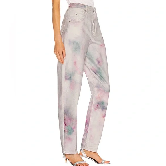 Isabel Marant Étoile Tie-Dye High Waisted Jeans Denim Pastel Cotton Batik - Picture 2 of 16